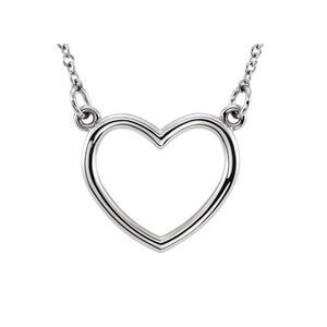 Polished 10mm Heart Necklace in 14k White Gold, 16 Inch